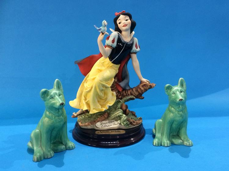 Figure, Snow White by Giuseppe Armani and two Sylvac dogs