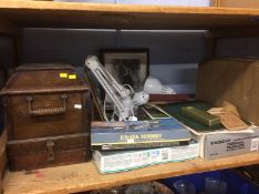 Shelf of assorted including sewing machines