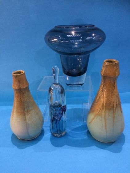 Two Studio pottery vases, a glass scent bottle etc. - Image 2 of 2