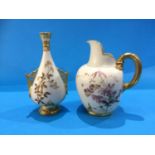 A Royal Worcester vase and jug, with gilded decoration