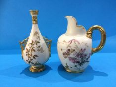 A Royal Worcester vase and jug, with gilded decoration