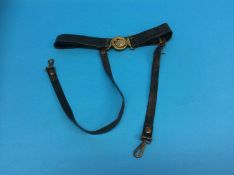 A Japanese naval second world war leather belt, with two leather hangers