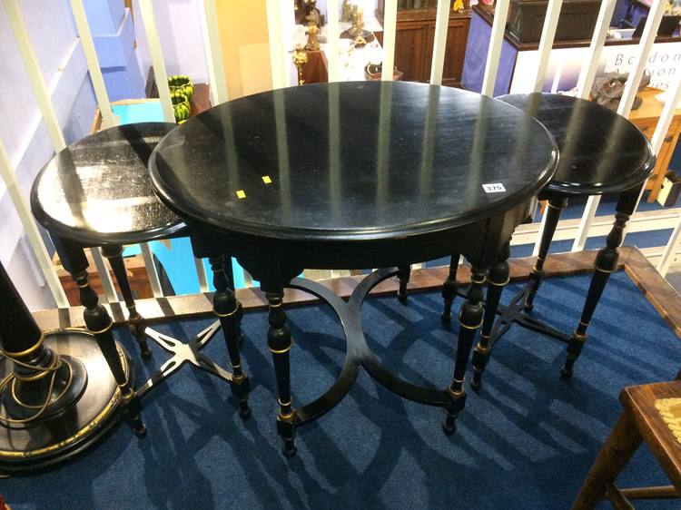 An ebonised nest of three tables and a standard lamp - Image 4 of 4
