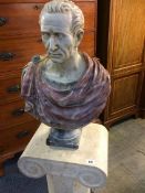 A composite bust of Julius Caesar and stand