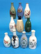 A collection of ten Japanese World War II military sake bottles
