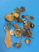 A collection of various cap and shoulder badges etc.