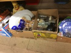 Four boxes of assorted glass and china