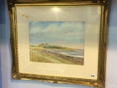 J. A. Currie, watercolour, signed, 'Dunstanburgh Castle Northumberland', 30 x 40cm