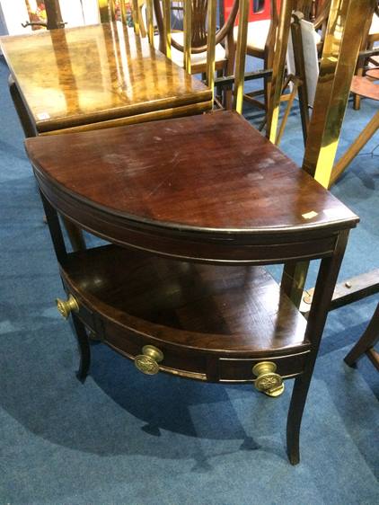 A George III mahogany corner washstand, 66cm wide