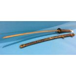 An Imperial Japanese naval sword, (Kai Gunto) (wooden blade), with Tsunagi, with good quality mounts