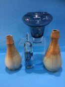Two Studio pottery vases, a glass scent bottle etc.