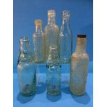Six glass bottles; Pickering Sunderland, Lamb and Son Hetton, Watson, Hedley and Galbraith Langley