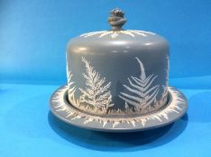 A Jasper Ware style cheese dish and cover
