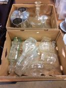 Quantity of decanters etc. in two boxes