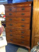 A 19th century chest on chest with detail cornice, having two short and six long drawers, 114cm