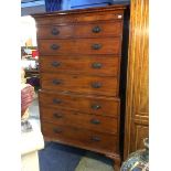 A 19th century chest on chest with detail cornice, having two short and six long drawers, 114cm