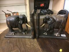 Pair of ebony elephant book ends