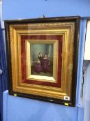 A gilt framed and cased portrait of three children