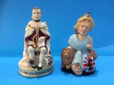 Two Peggy Davis figure groups, 'The Kings Dilemma' and 'Britannia Thatcher'