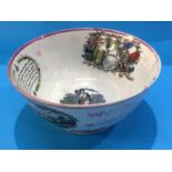 A Sunderland lustre bowl by Scotts of Southwick, with panels and verse 'The Sailors Return'