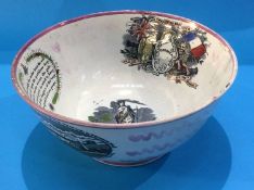 A Sunderland lustre bowl by Scotts of Southwick, with panels and verse 'The Sailors Return'