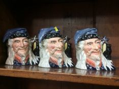 Three Royal Doulton toby jugs 'The Wizard'