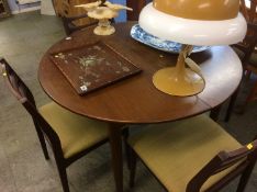 Teak circular table and four chairs
