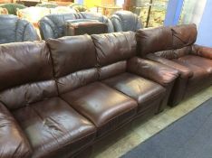 Brown leather two piece suite