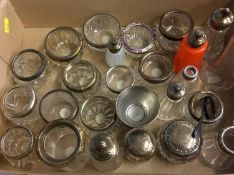 Collection of silver rimmed salts etc.