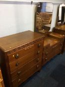 Oak chest of drawers and dressing chest