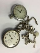 Silver charm bracelet, pocket watch etc.