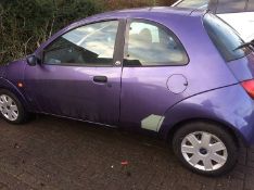 A Ford KA, 3 door hatchback, petrol, no tax, no MOT