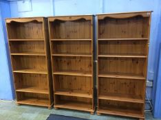 Three pine bookcases