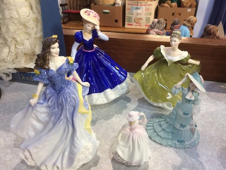 Four Royal Doulton figures and one other (5)