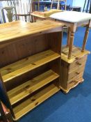 Pine bookcase, stool, nest of tables etc.