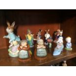 Assorted Royal Doulton figures, Royal Doulton salt and pepper etc.