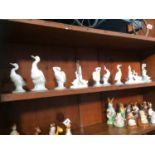 Nine Lladro and Nao swans