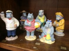 Six Beswick 'Hippos on Holiday'