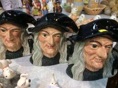 Three Royal Doulton 'The Witch' toby jugs