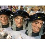 Three Royal Doulton 'The Witch' toby jugs