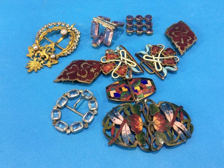 Eight various decorative enamelled and other brooches