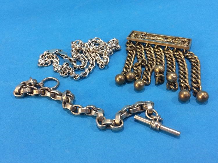 Silver bracelet, necklace and a brooch