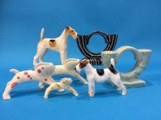 Two Beswick candlesticks, 423, a Beswick Dog, 'Tal