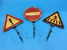 Three metalwork 'Road Sign' coat hangers