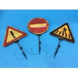 Three metalwork 'Road Sign' coat hangers