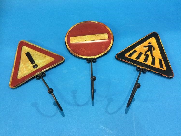 Three metalwork 'Road Sign' coat hangers - Image 3 of 3