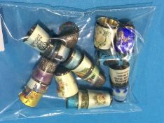 Collection of enamelled silver thimbles, 110 grams