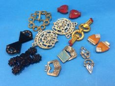 Nine various decorative buckles