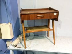 A small teak bedside table with single drawer, 48cm wide