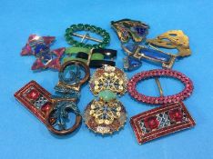 Nine various decorative buckles